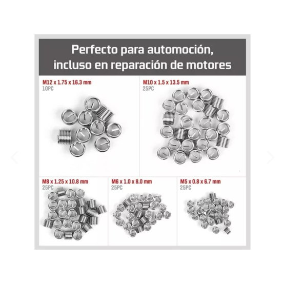 Kit Reparador de Roscas Helicoidales – Restaura Hilos Dañados – Ahorra Cambios Costosos Hoy