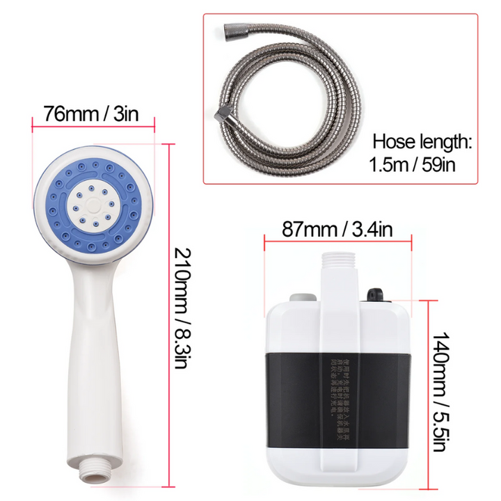 Ducha Portátil Recargable – Agua en Cualquier Lugar – Higiene y Comodidad al Instante
