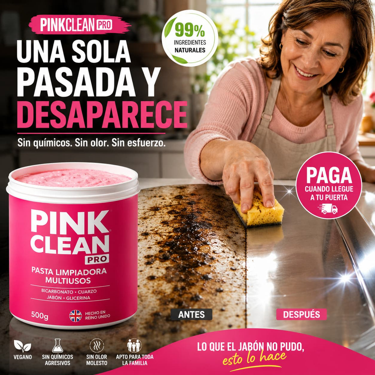 PinkClean Pro — Elimina Manchas Imposibles con Una Sola Pasada
