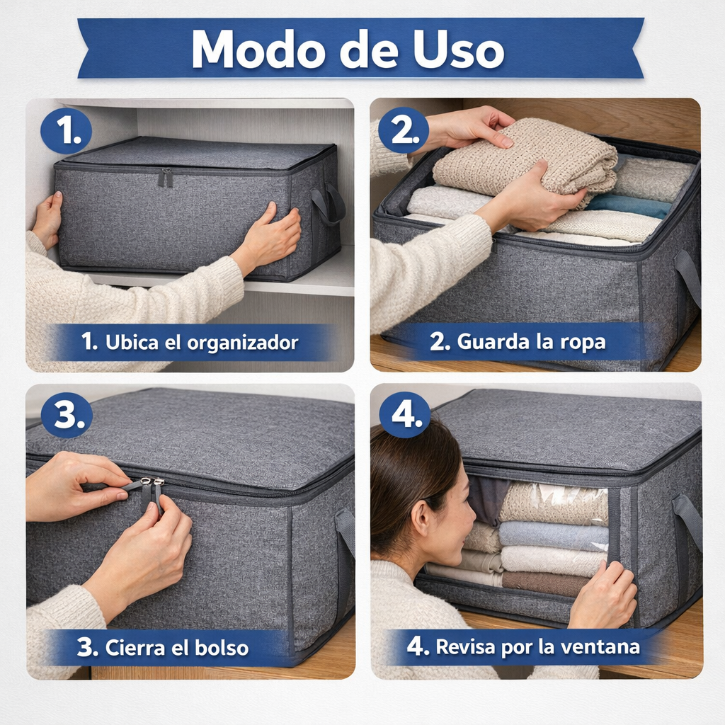 Bolso Organizador de Ropa 3x1  – Guarda y Protege – Clóset Ordenado en Segundos