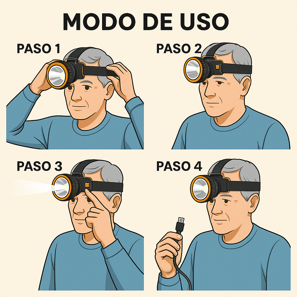 Foco Minero – Luz Manos Libres – Seguridad Clara en Tu Hogar en Solo 1 Minuto