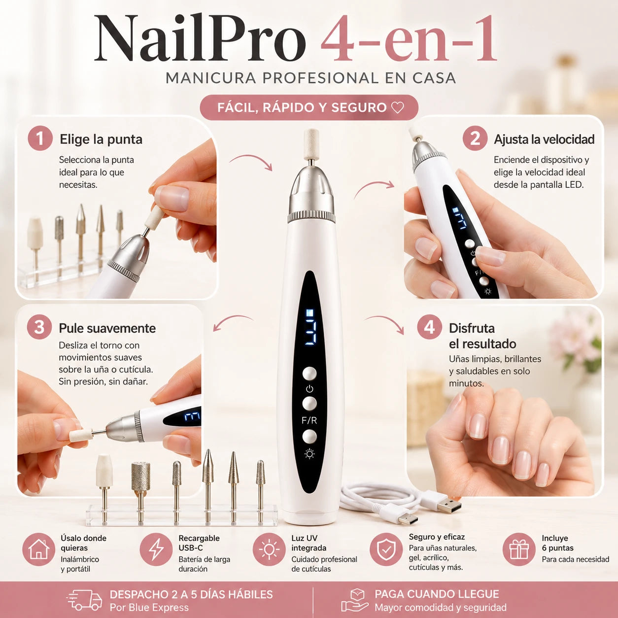 NailPro 4-en-1 — Manicura Profesional en Casa Sin Citas