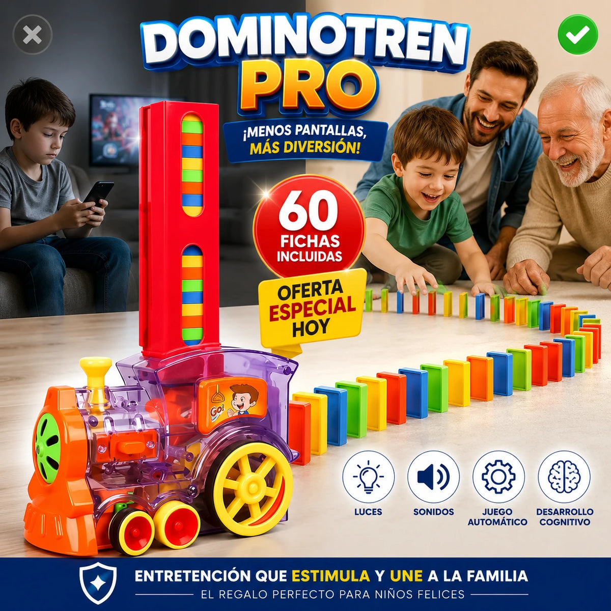 DominoTren Pro - El Juguete que Entretiene y Educa Solo
