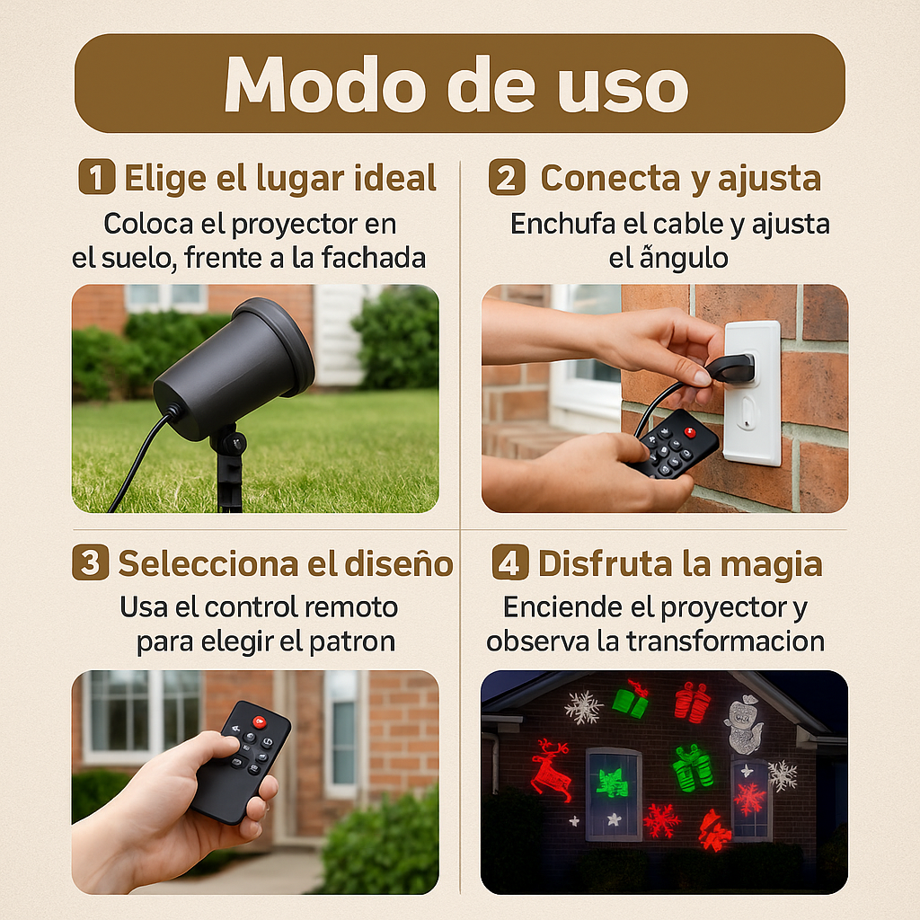 PROMO 2x1: Proyector Navideño – Iluminación Instantánea – Decora tu casa en segundos