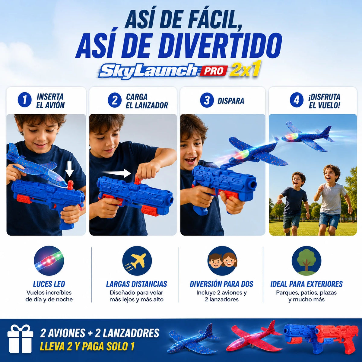 SkyLaunch Pro — 2x1: Lleva 2 aviones y paga solo uno