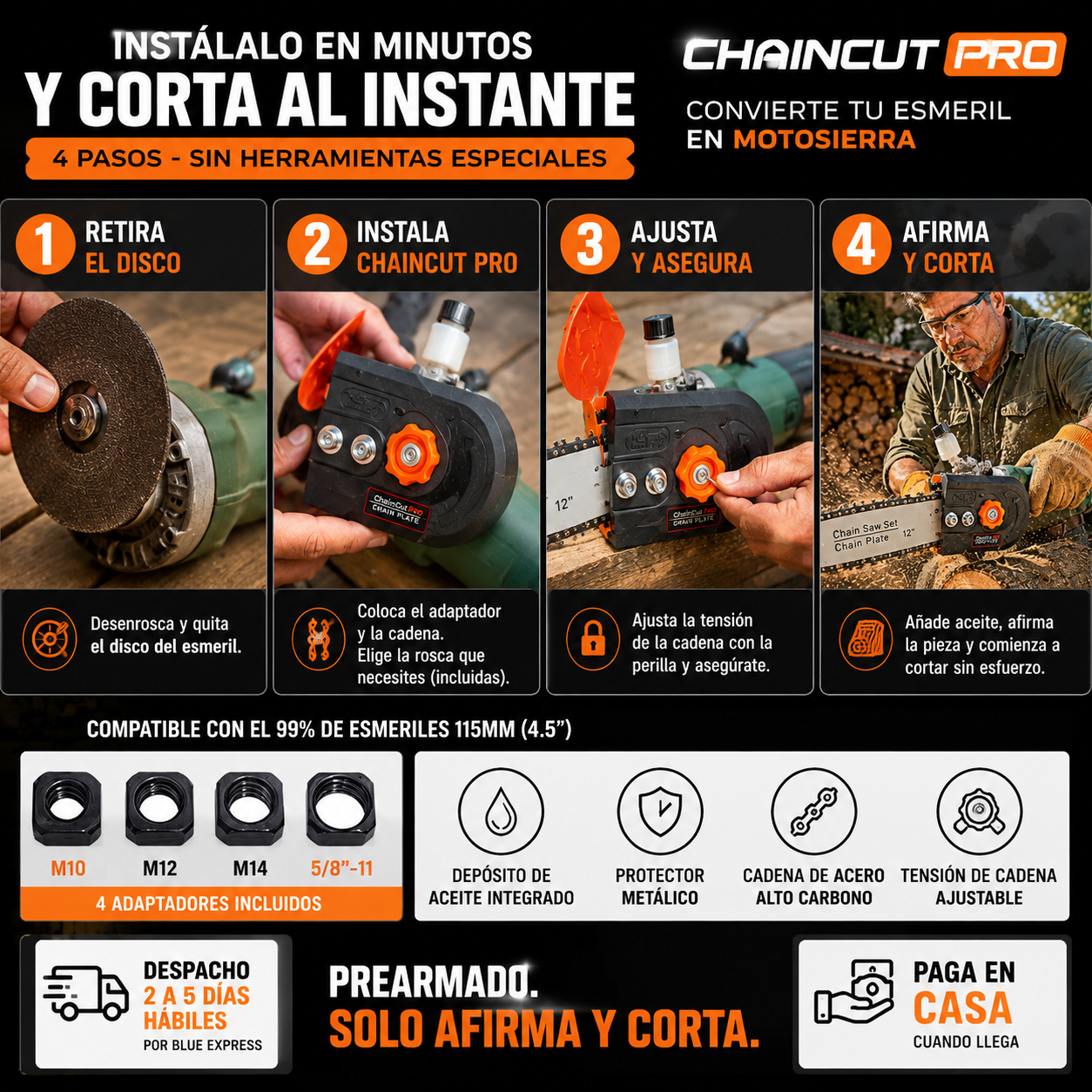 ChainCut Pro — Convierte tu Esmeril en Motosierra al Instante