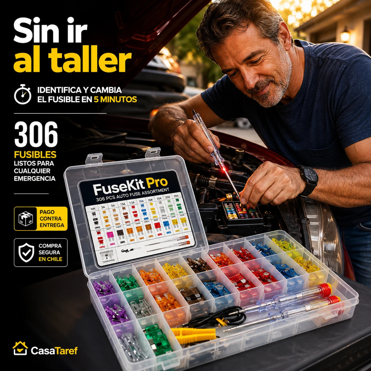 FuseKit Pro — 306 Piezas para Proteger tu Auto de Cualquier Falla Eléctrica