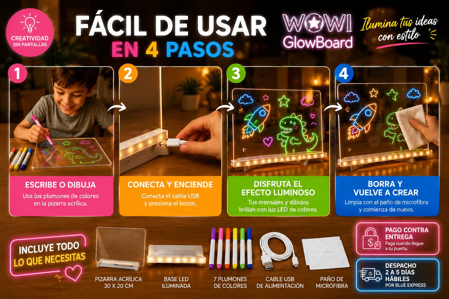 WOWI GlowBoard — El Pizarrón LED que Ilumina Tus Ideas