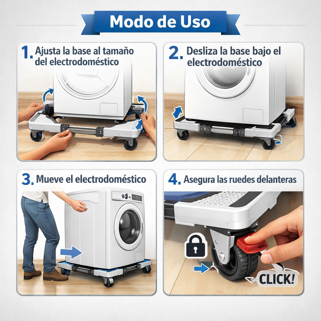 Base Móvil Multiuso – Traslada refrigerador, lavadora y más sin dolor de espalda