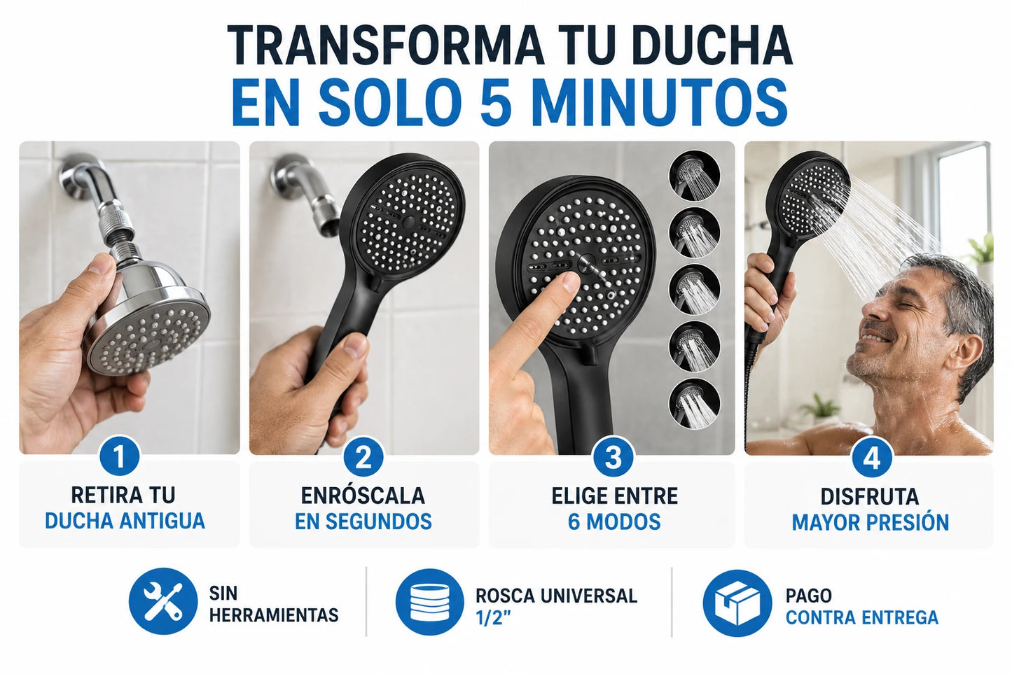 AquaMax Pro - La Ducha que Multiplica la Presión del Agua