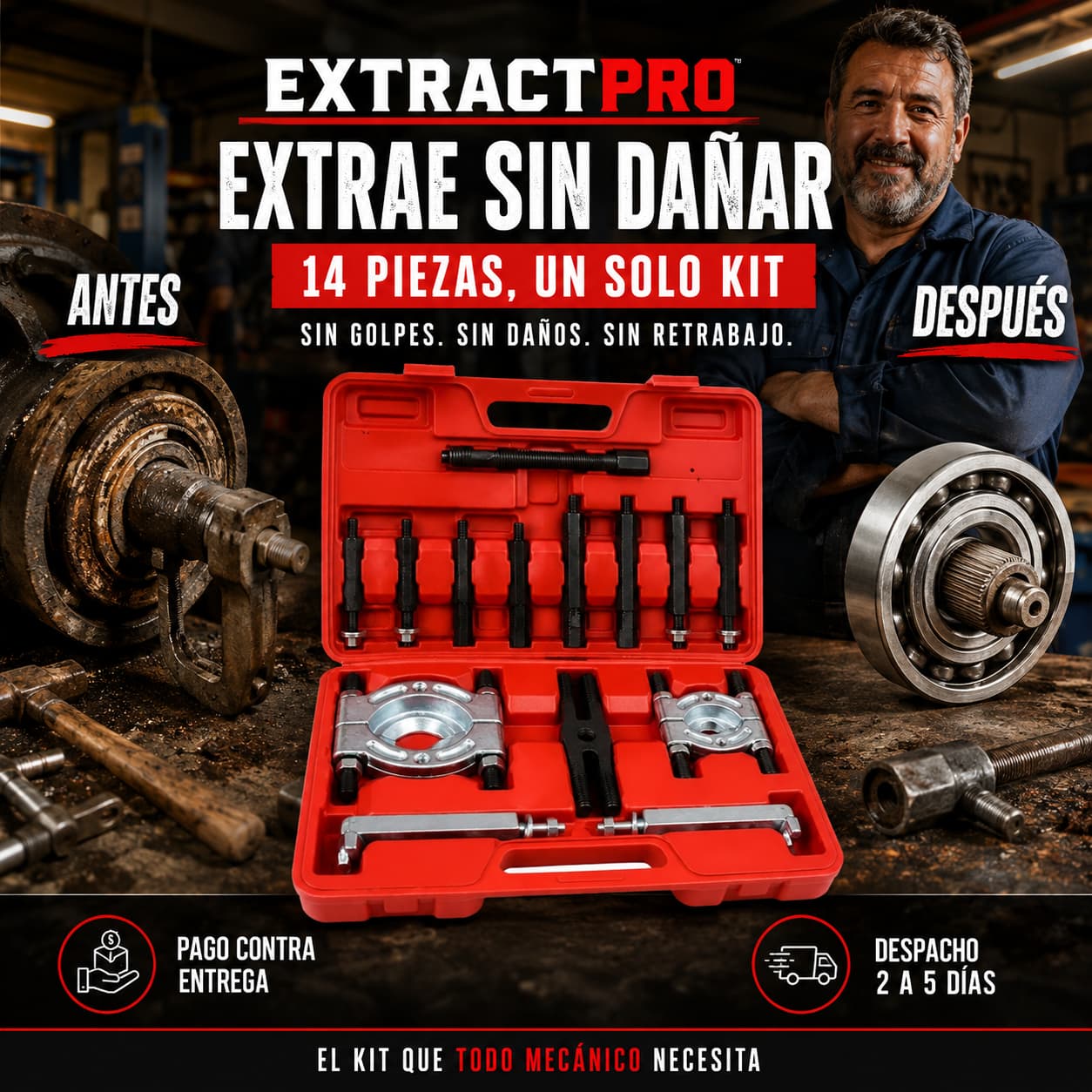 ExtractPro — Extrae Cualquier Rodamiento Sin Dañar el Motor