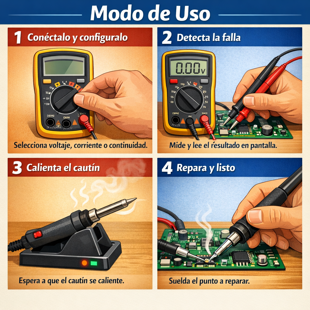 Kit Multímetro Digital + Cautín – Detecta y Repara Fallas Eléctricas en Casa Sin Llamar a un Técnico
