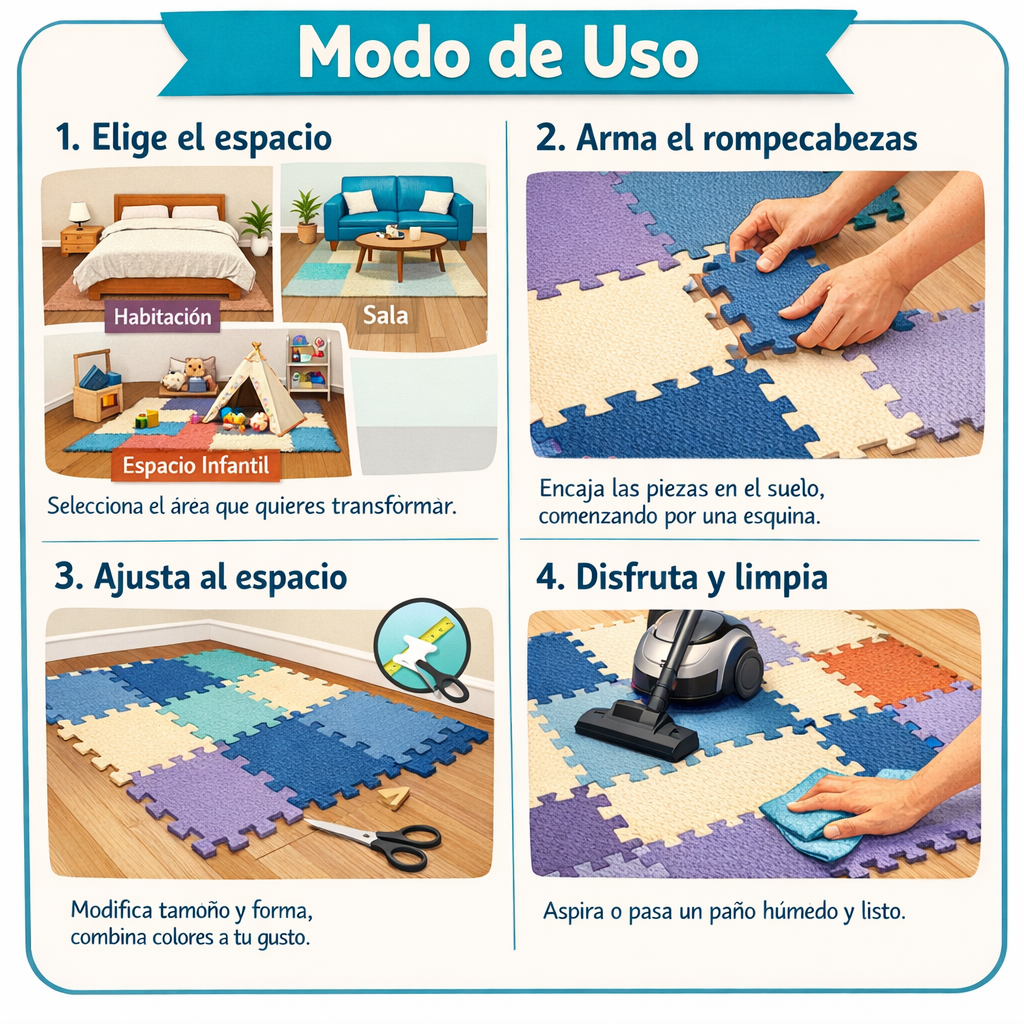 Alfombra Modular de Felpa — Se Arma Sin Herramientas — Tu Piso Frío Convertido en Calidez en Minutos