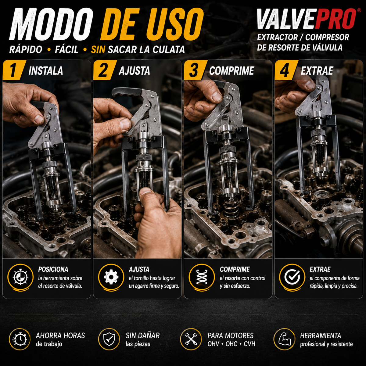 ValvePro — Extrae Resortes de Válvula Sin Sacar la Culata