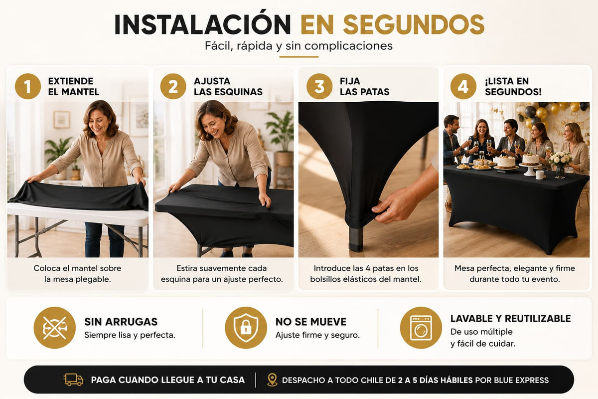 TableFlex Pro - Transforma Cualquier Mesa en Segundos, Sin Arrugas