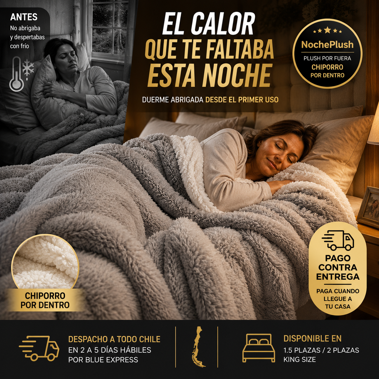 NochePlush — El cobertor que te envuelve en calor desde la primera noche