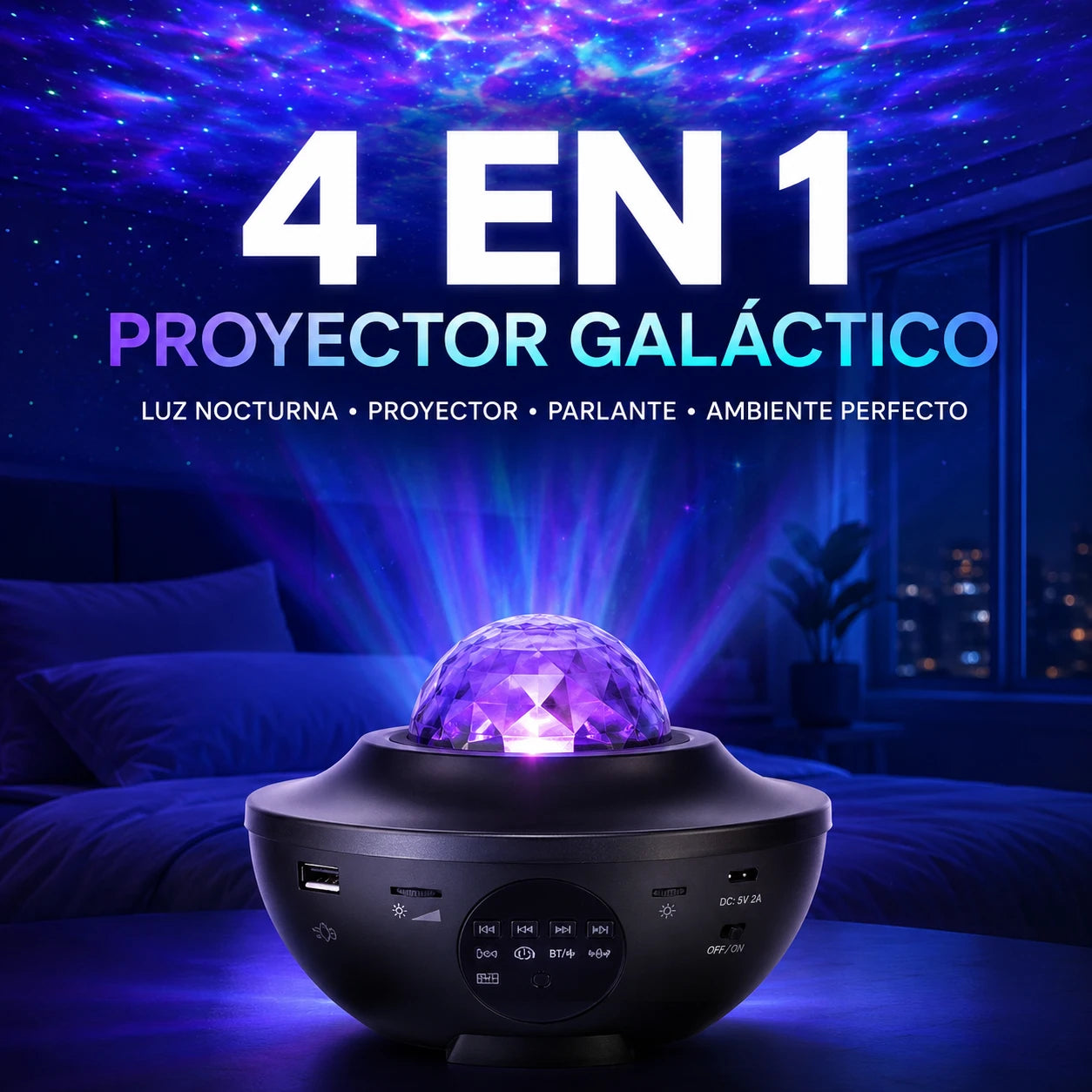 NoctiLux  Transforma tu Cuarto en un Cielo Estrellado Proyector de Estrellas 4 en 1