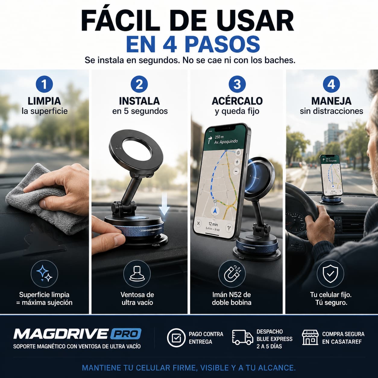 MagDrive Pro - Maneja Seguro con Tu Celular Siempre a la Vista