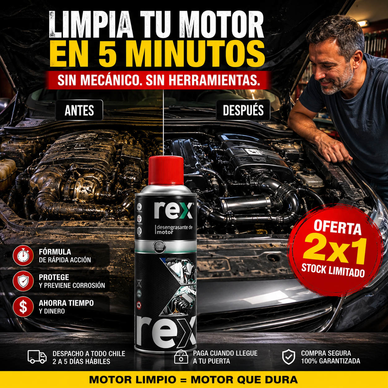 MotorClean Pro - Limpia tu Motor al Instante, Sin Manchar Nada
