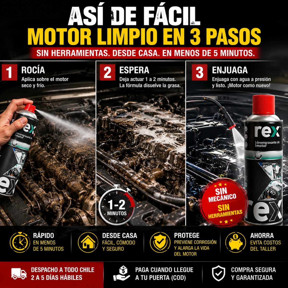 MotorClean Pro - Limpia tu Motor al Instante, Sin Manchar Nada