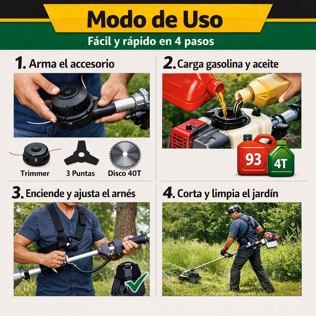Desmalezadora 52cc Multifunción – Limpieza Total – Jardín Impecable en Minutos
