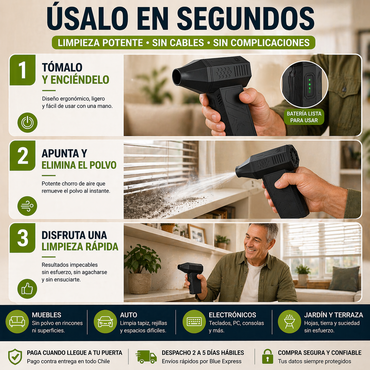 TurboClean Pro - Limpieza Potente Sin Cables en Segundos