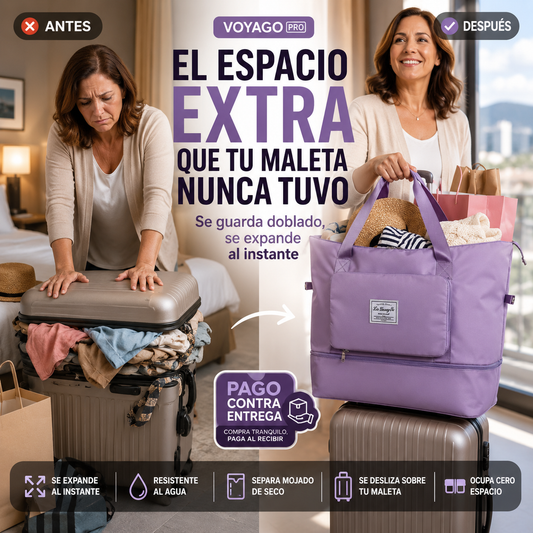 Voyago Pro — El bolso plegable que se expande cuando tu maleta ya no da más