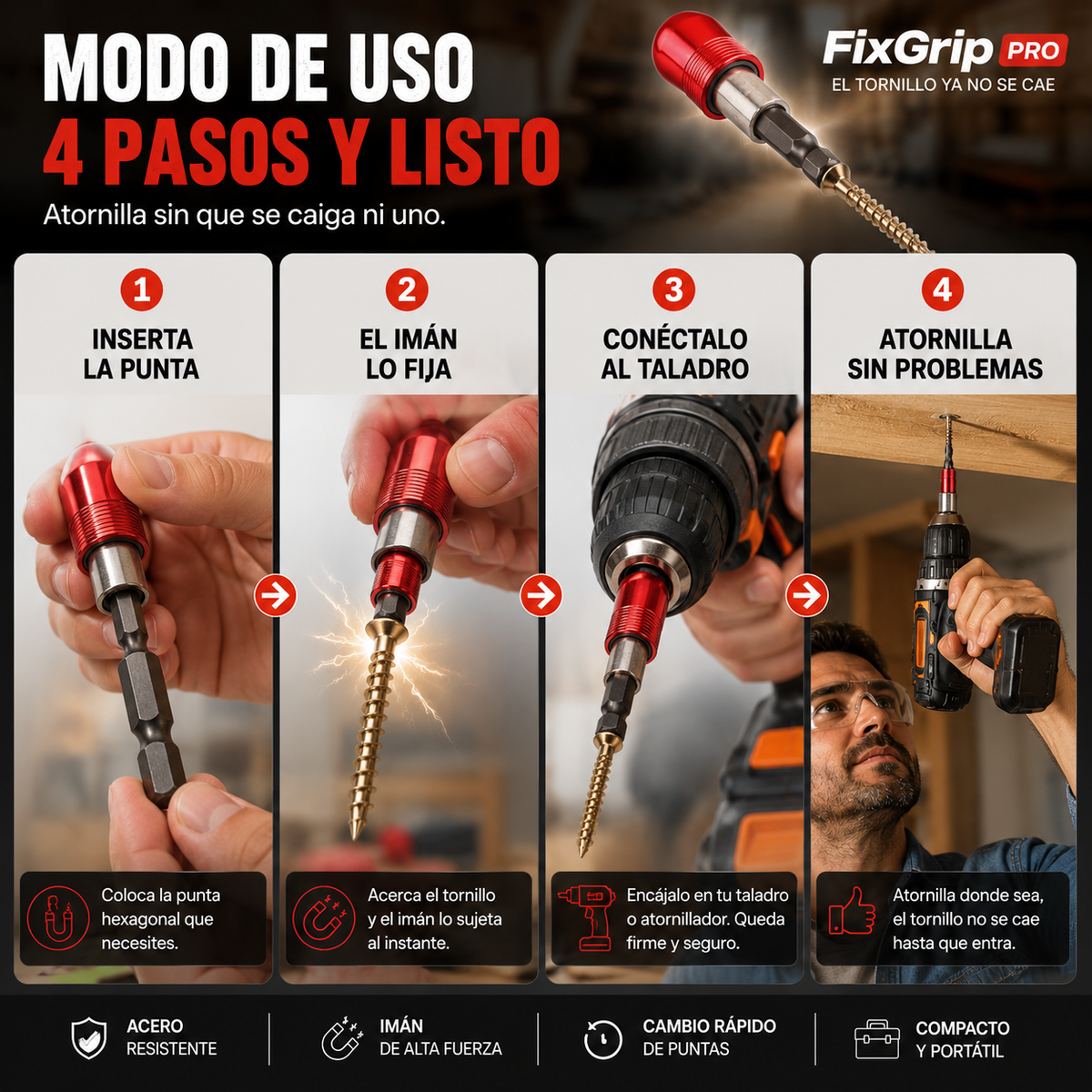 FixGrip Pro - El imán que sujeta el tornillo y no lo suelta hasta que entra