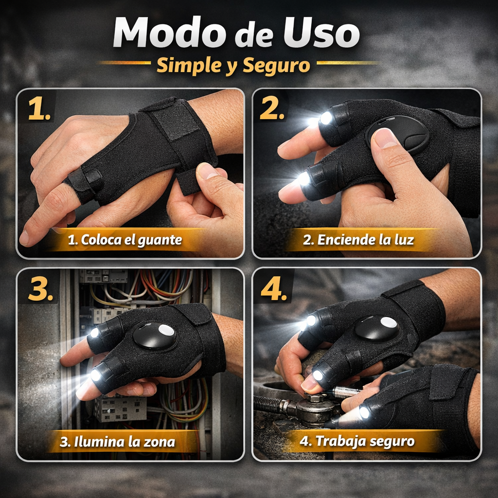 Guantes Linterna LED – Iluminación Manos Libres – Ve y trabaja seguro desde el primer uso