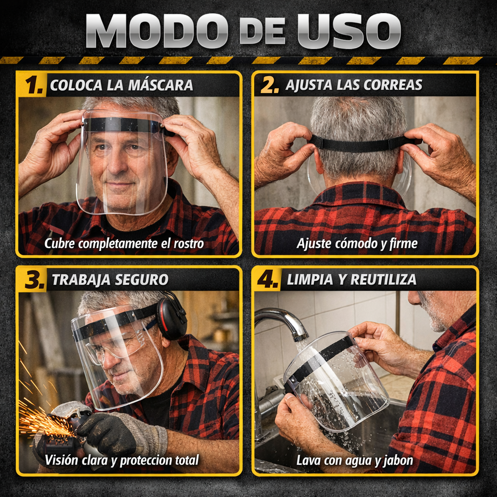 Máscara Facial Transparente – Protección Total – Seguridad Visible desde el Primer Uso