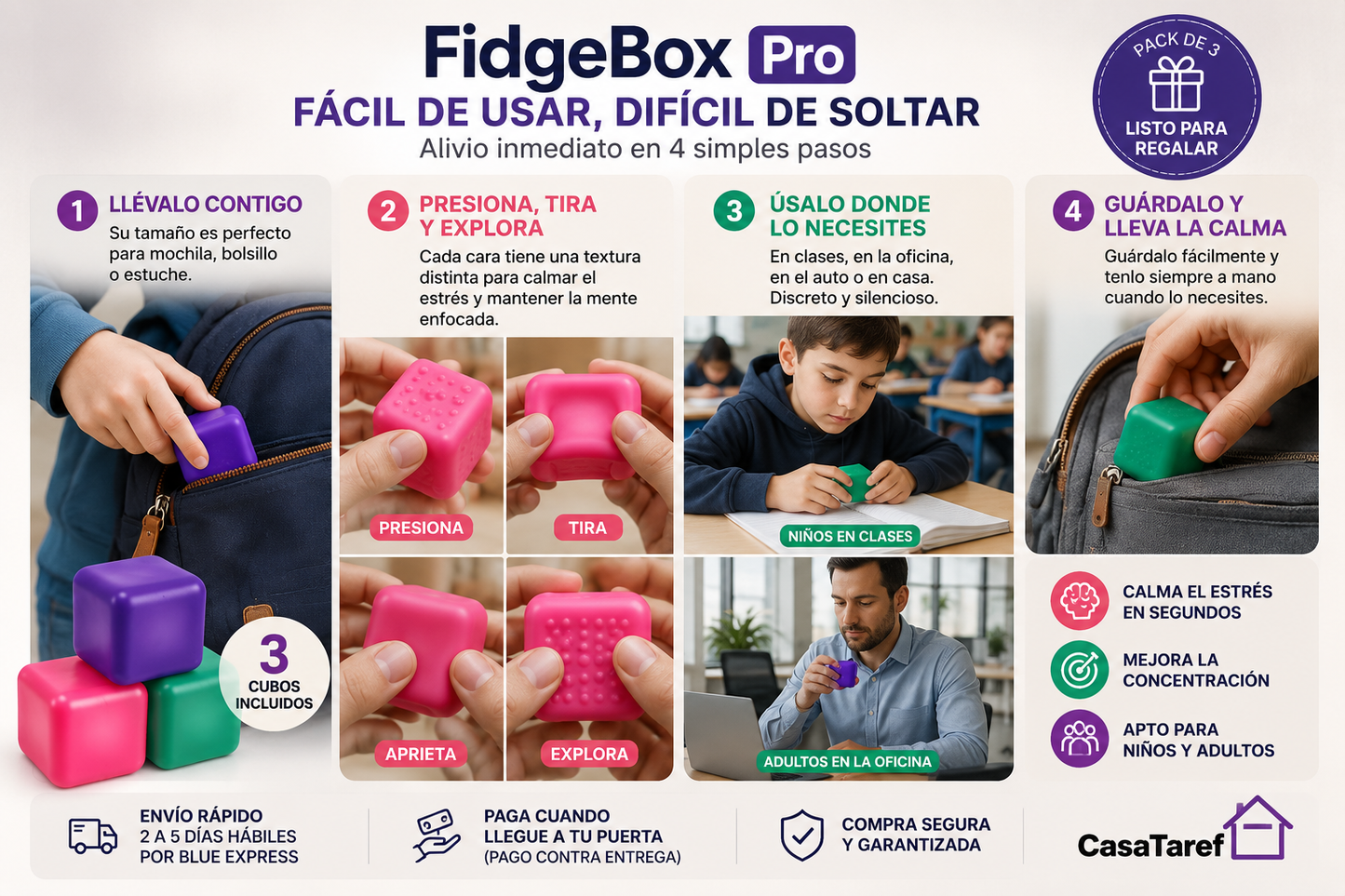 FidgeBox Pro - El pack de 3 que elimina el estrés al instante