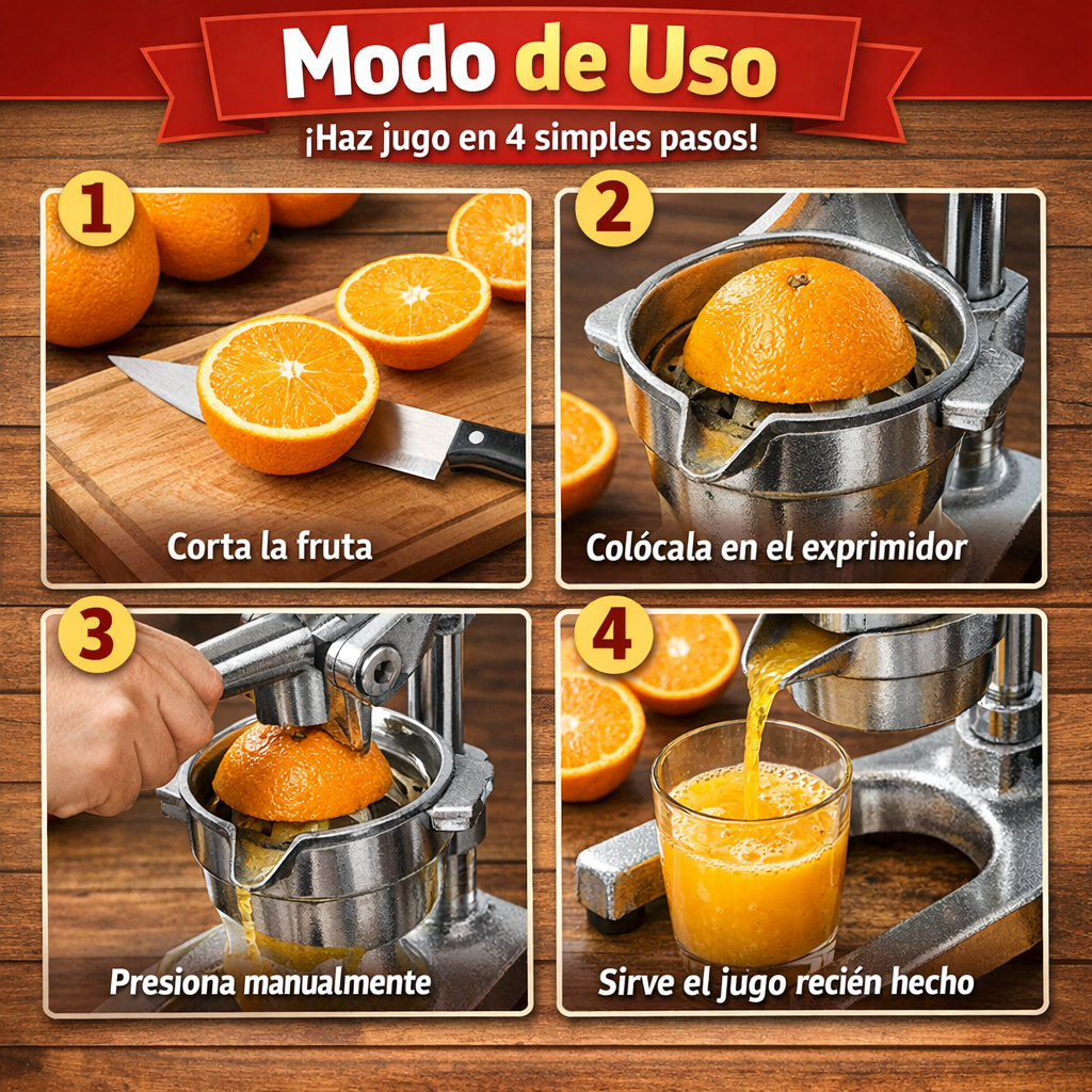 Exprimidor Manual Metálico – Extrae Jugo – Jugo fresco en minutos todos los días
