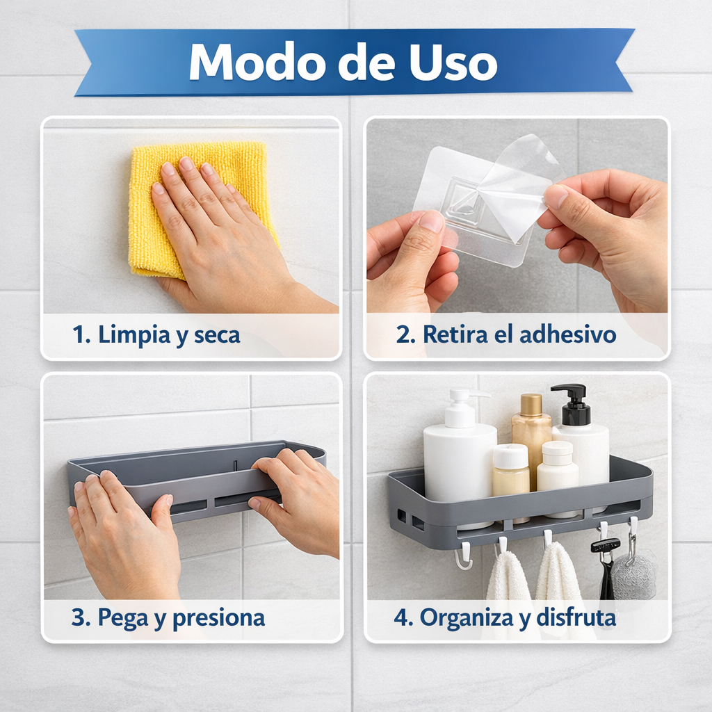 Estante Flotante Autoadhesivo – Organiza sin Perforar – Orden inmediato en minutos (2×1)