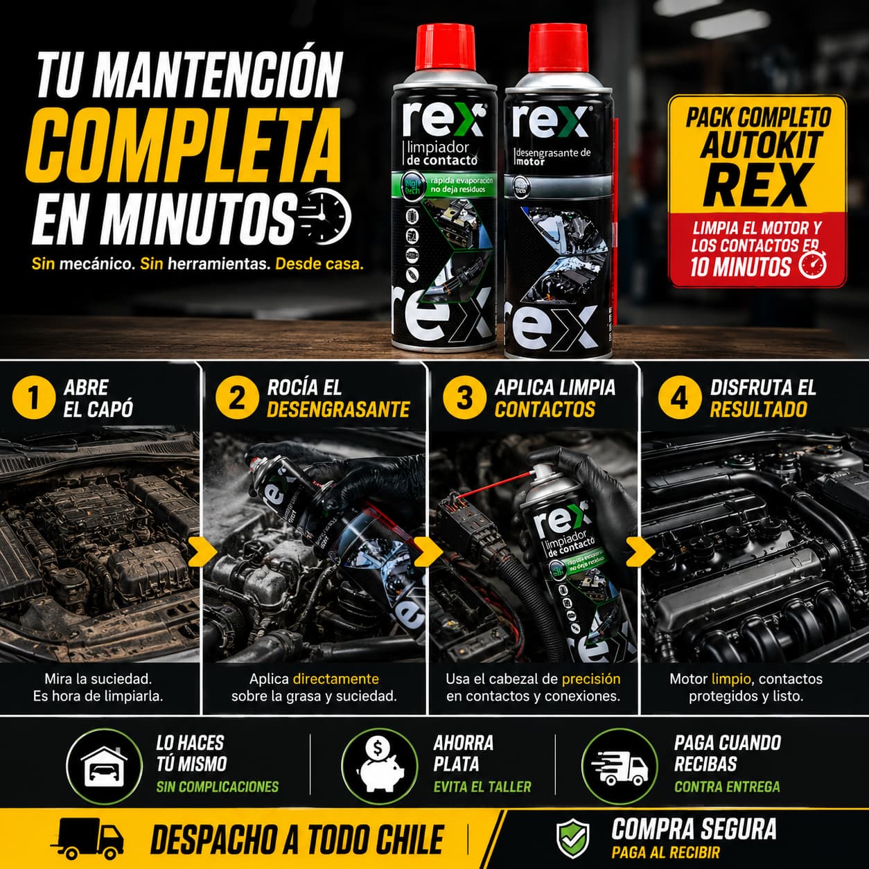 AutoKit Rex — El motor limpio y los contactos restaurados en un solo pack