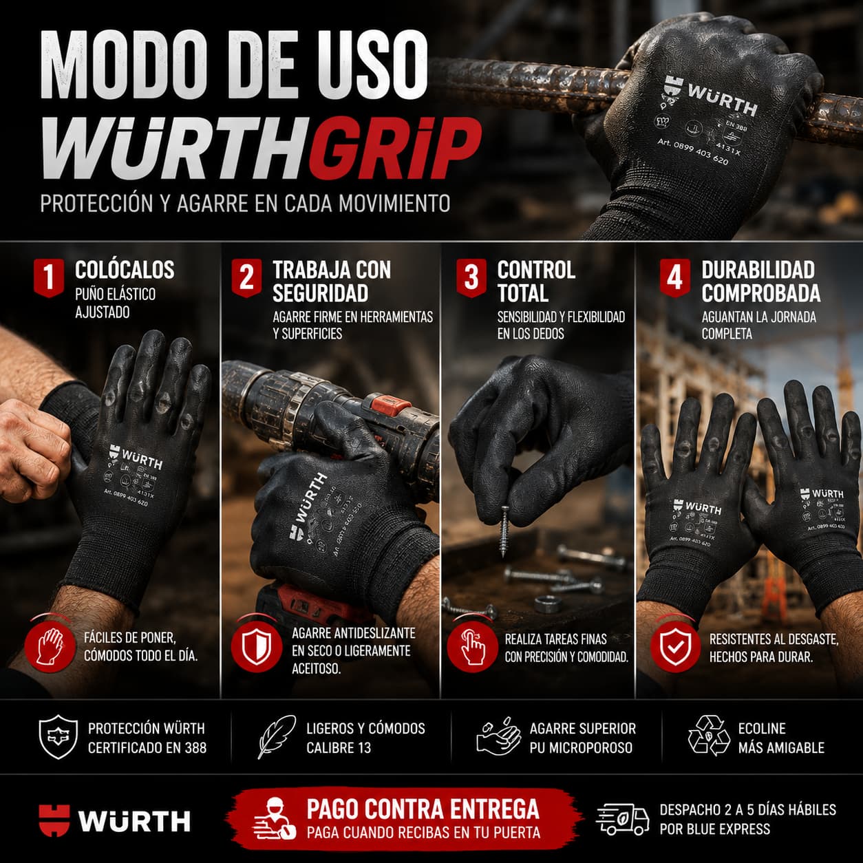 WurthGrip — El Guante Profesional que Aguanta lo que Tus Manos No Pueden