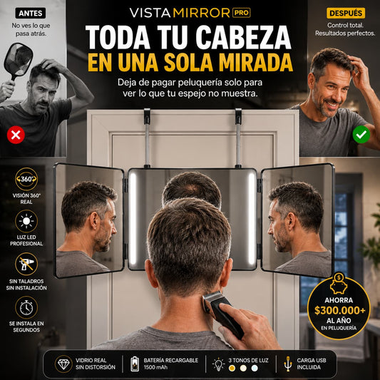 VistaMirror Pro — Ve cada ángulo de tu cabello sin ir al peluquero