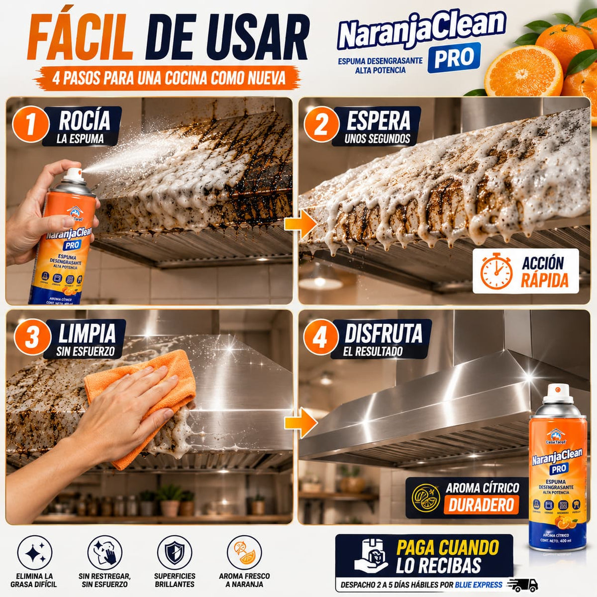 NaranjaClean Pro — Elimina la grasa de cocina al instante