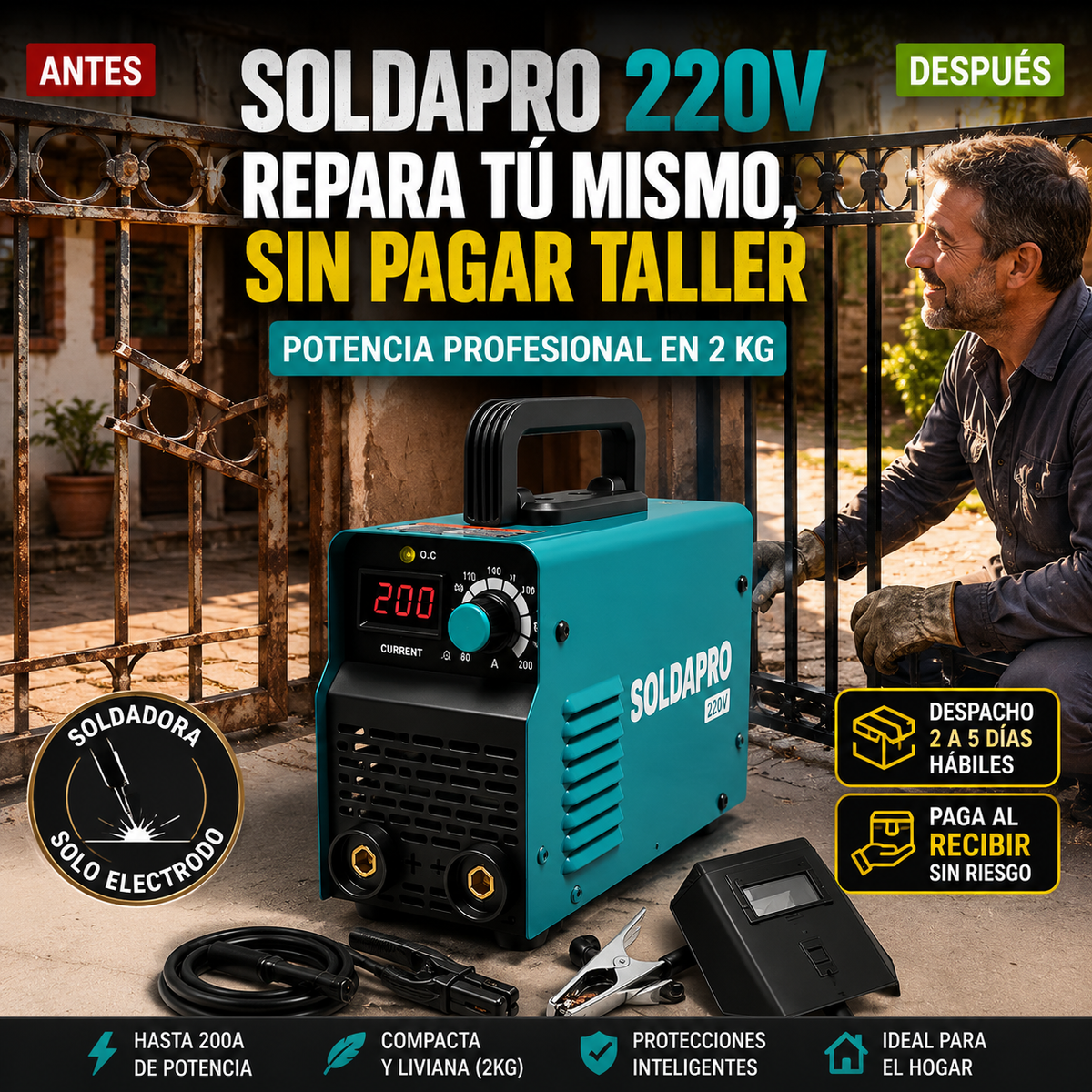 Soldadora Inverter 220V  – Repara Todo en Minutos – Potencia Profesional para Ahorrar sin Talleres