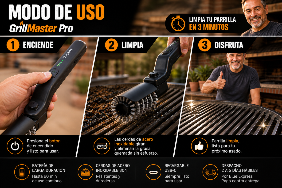 GrillMaster Pro — Limpia tu parrilla en minutos sin esfuerzo