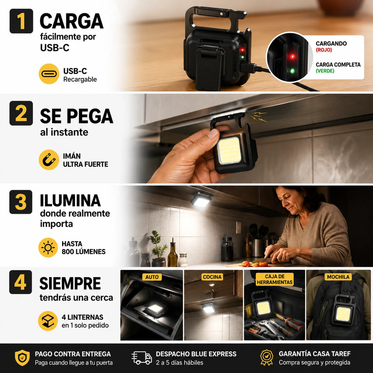 LumiGrip Pro — 4 linternas ultra compactas en 1 solo pedido