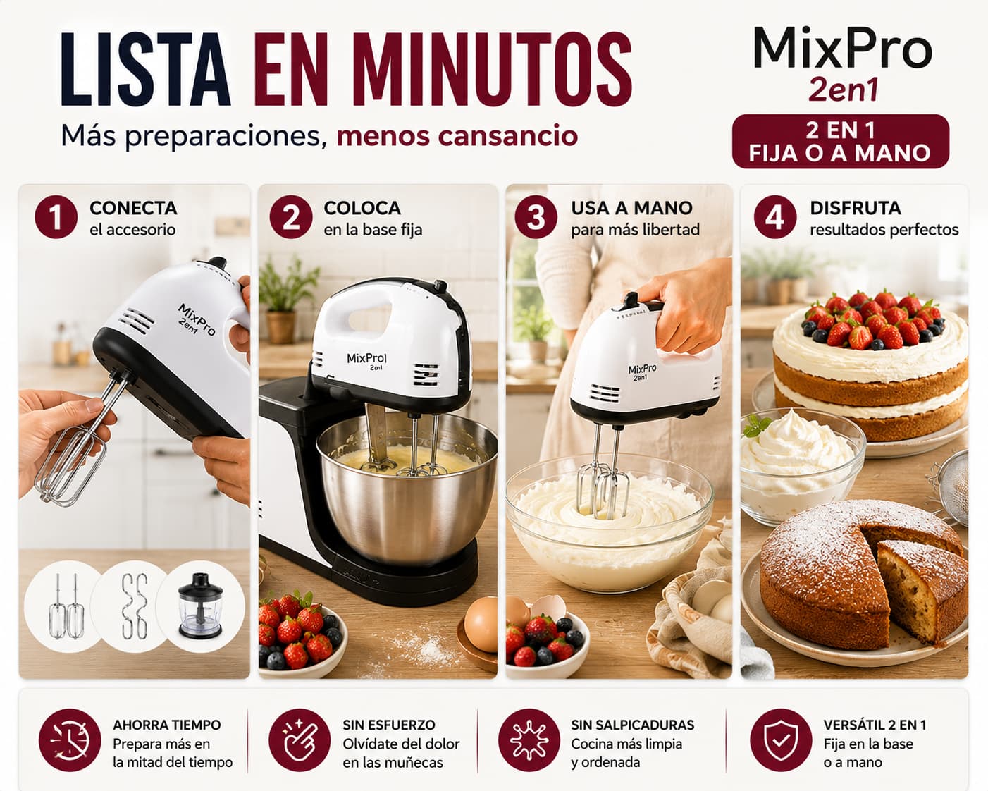 MixPro 2en1 — Bate, Tritura y Prepara Sin Cansarte