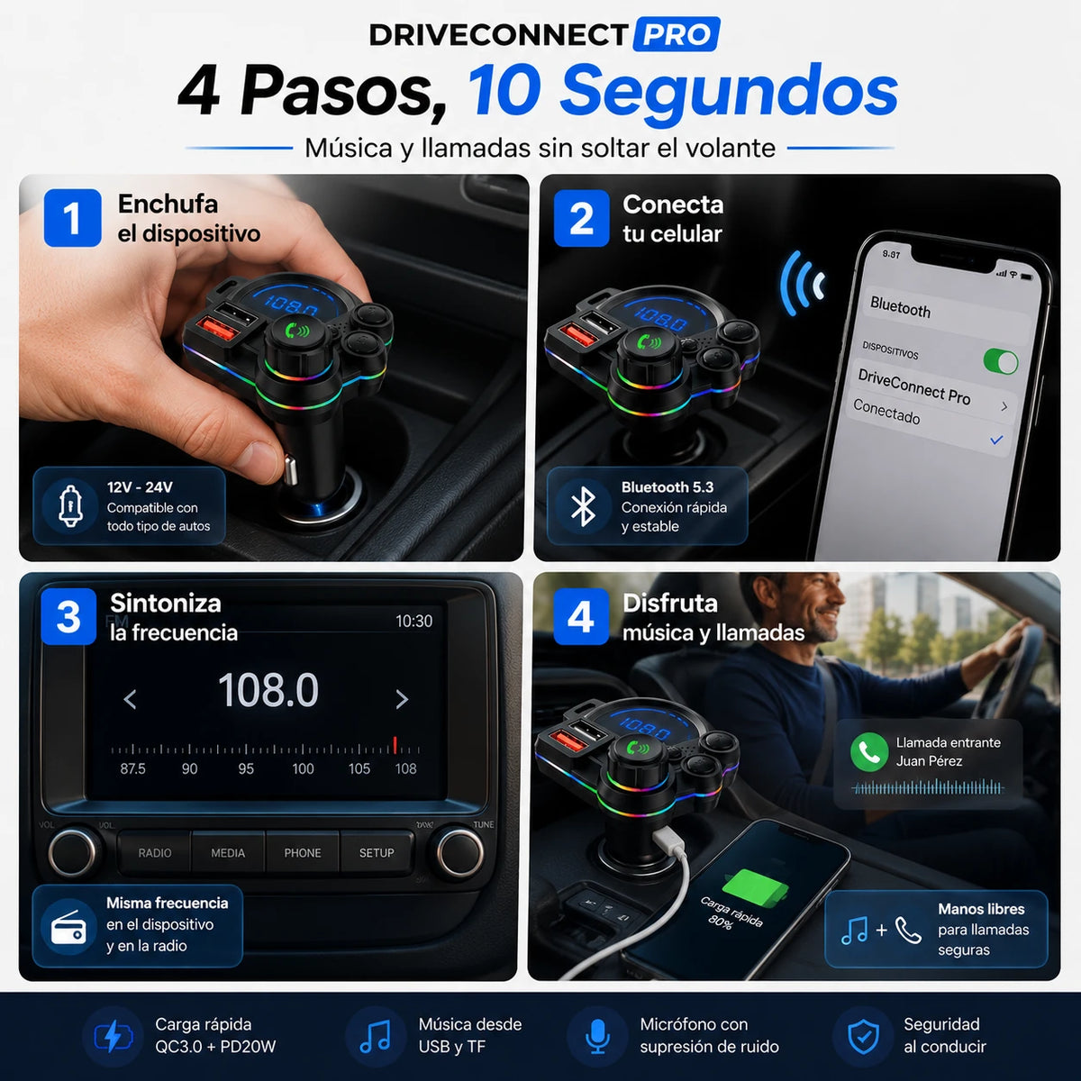 DriveConnect Pro - Transforma Tu Auto en un Equipo de Sonido Moderno