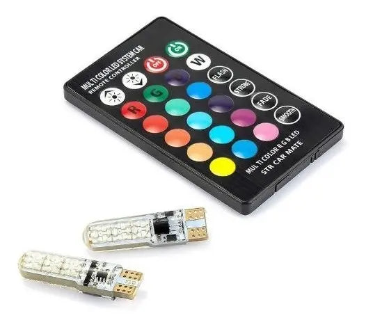 Ampolleta LED RGB T10 – Cambia el Color de Tu Auto con Control Remoto en Segundos