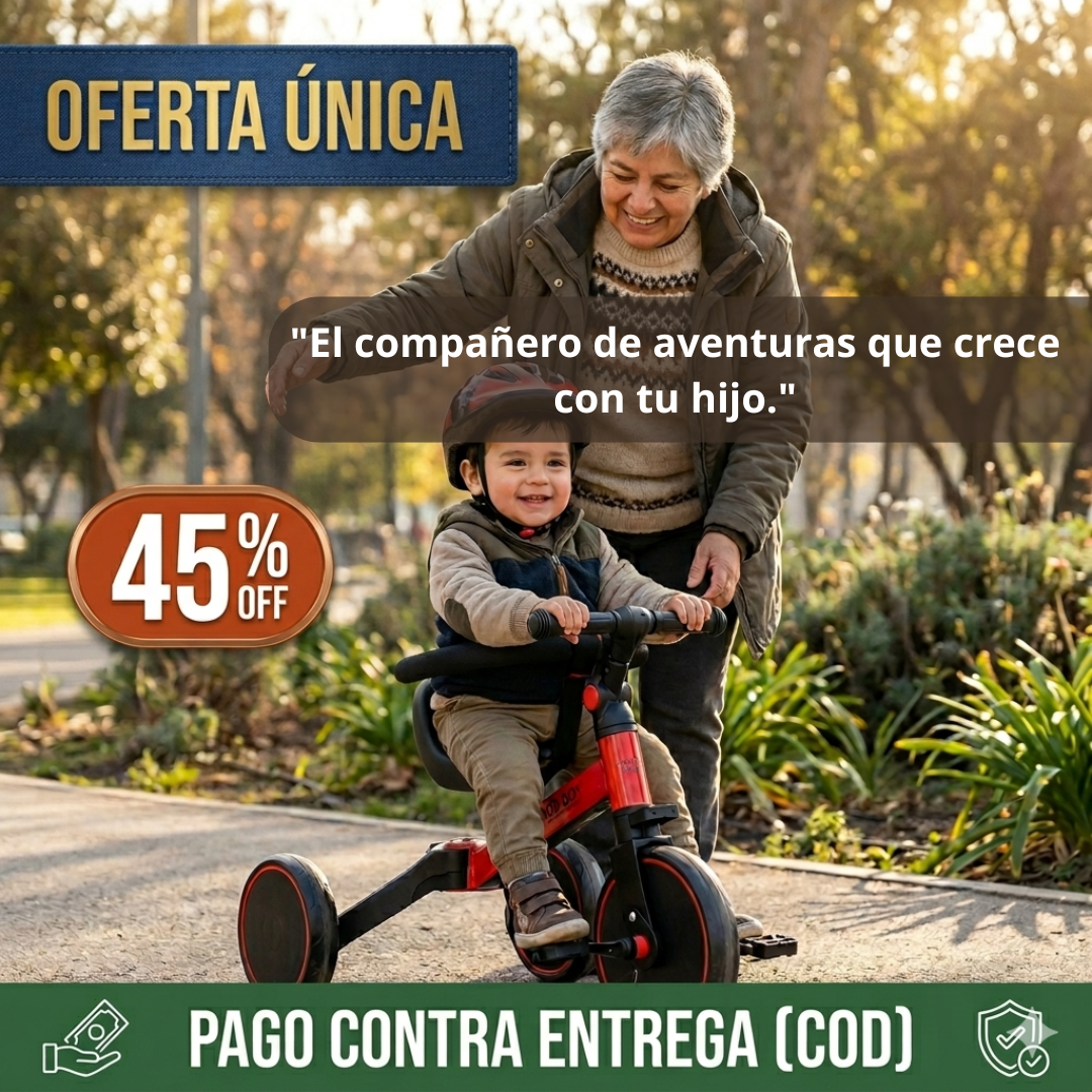 Triciclo Plegable 3 en 1 – Crece con Tu Niño de Correpasillos a Pedales en Segundos